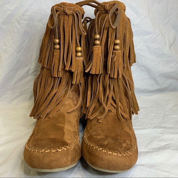 Genuine Leather fringed boots, EUC, woman’s 8 - Picture 2 of 8